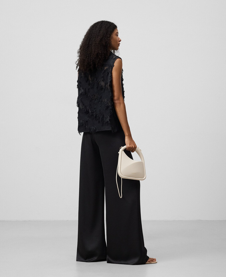 pantalon large en satin pour femme