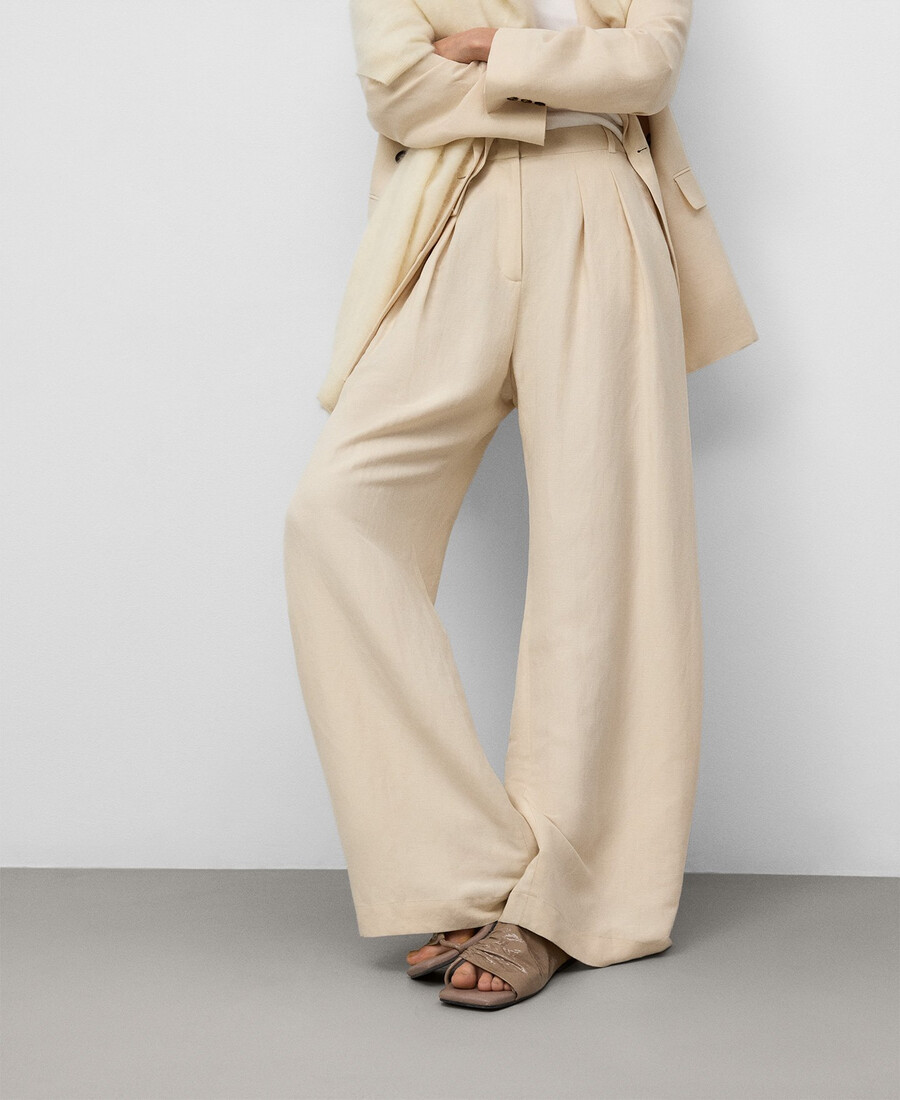 pantalon femme en lin mélangé européen