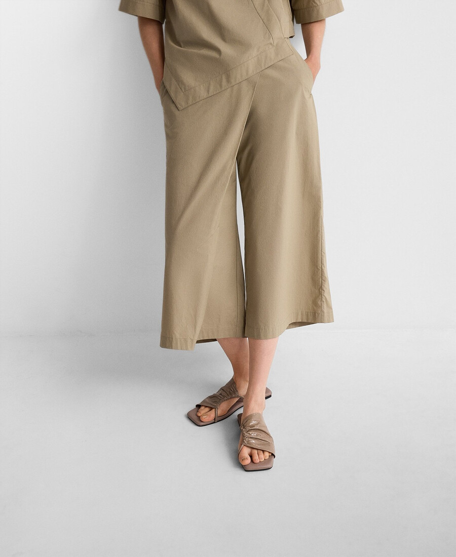 pantalon portefeuille court en coton pour femme
