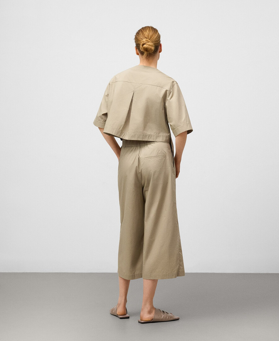 pantalon portefeuille court en coton pour femme