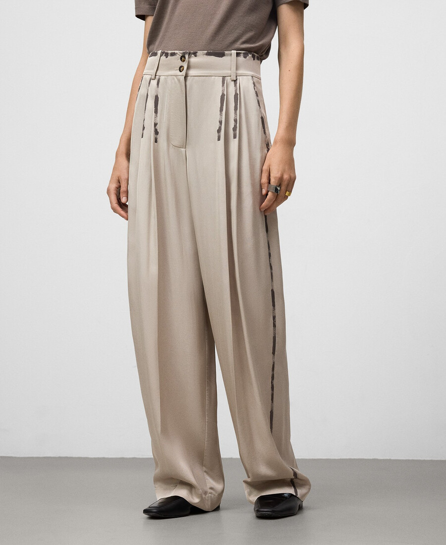 pantalon femme coupe tonneau effet peinture