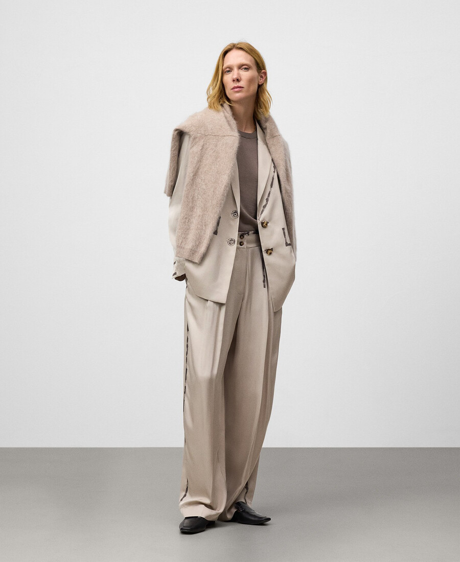 pantalon femme coupe tonneau effet peinture