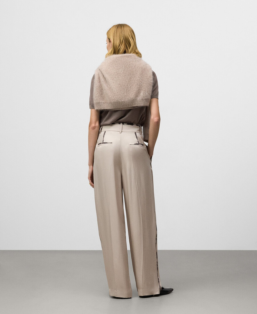 pantalon femme coupe tonneau effet peinture