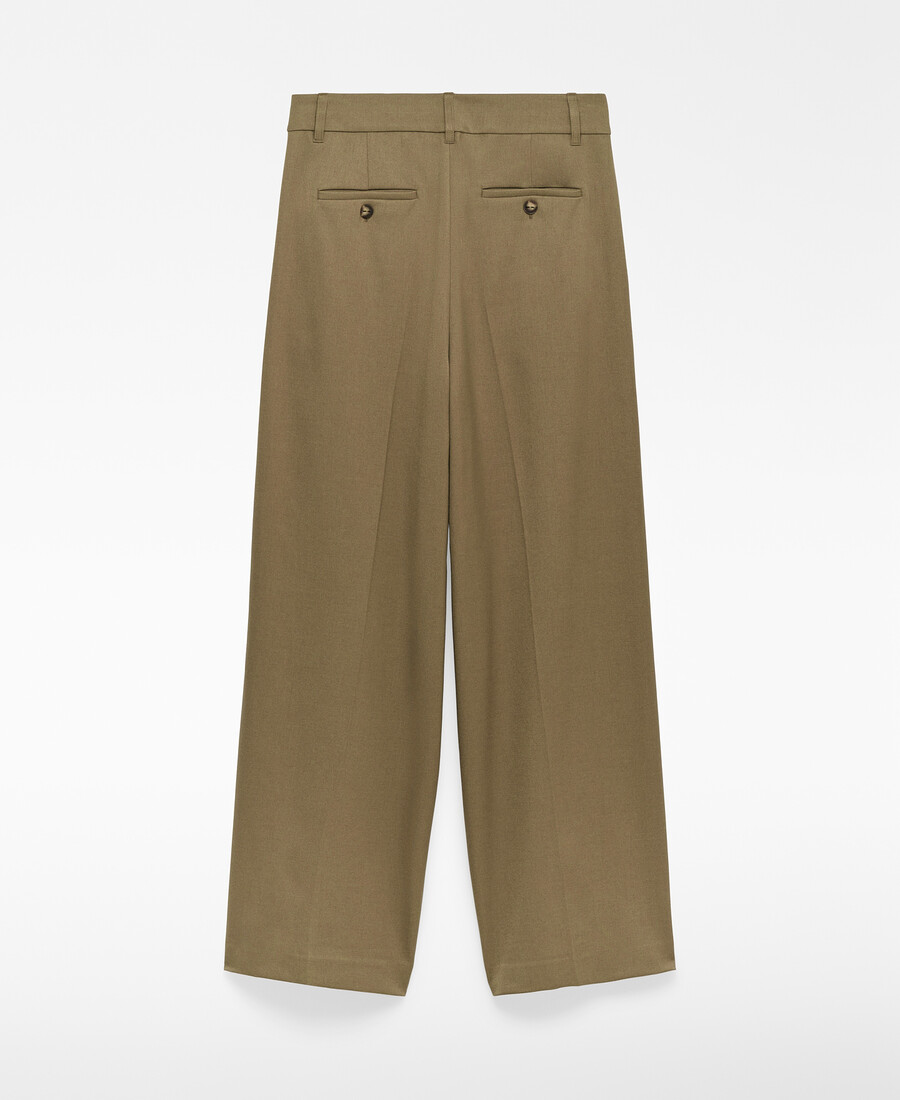 pantalon kaki à jambes larges pour femme