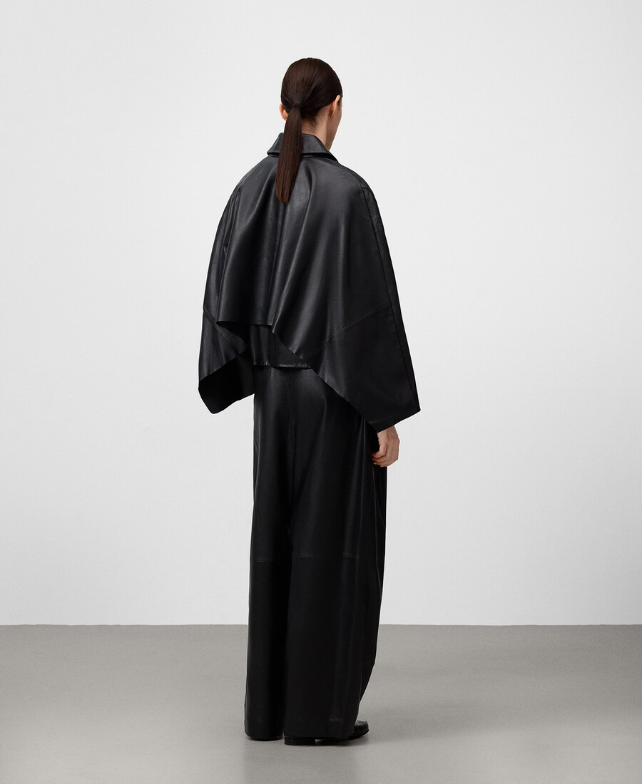 pantalon plissé en cuir femme
