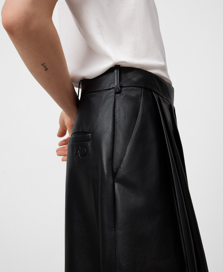pantalon plissé en cuir femme