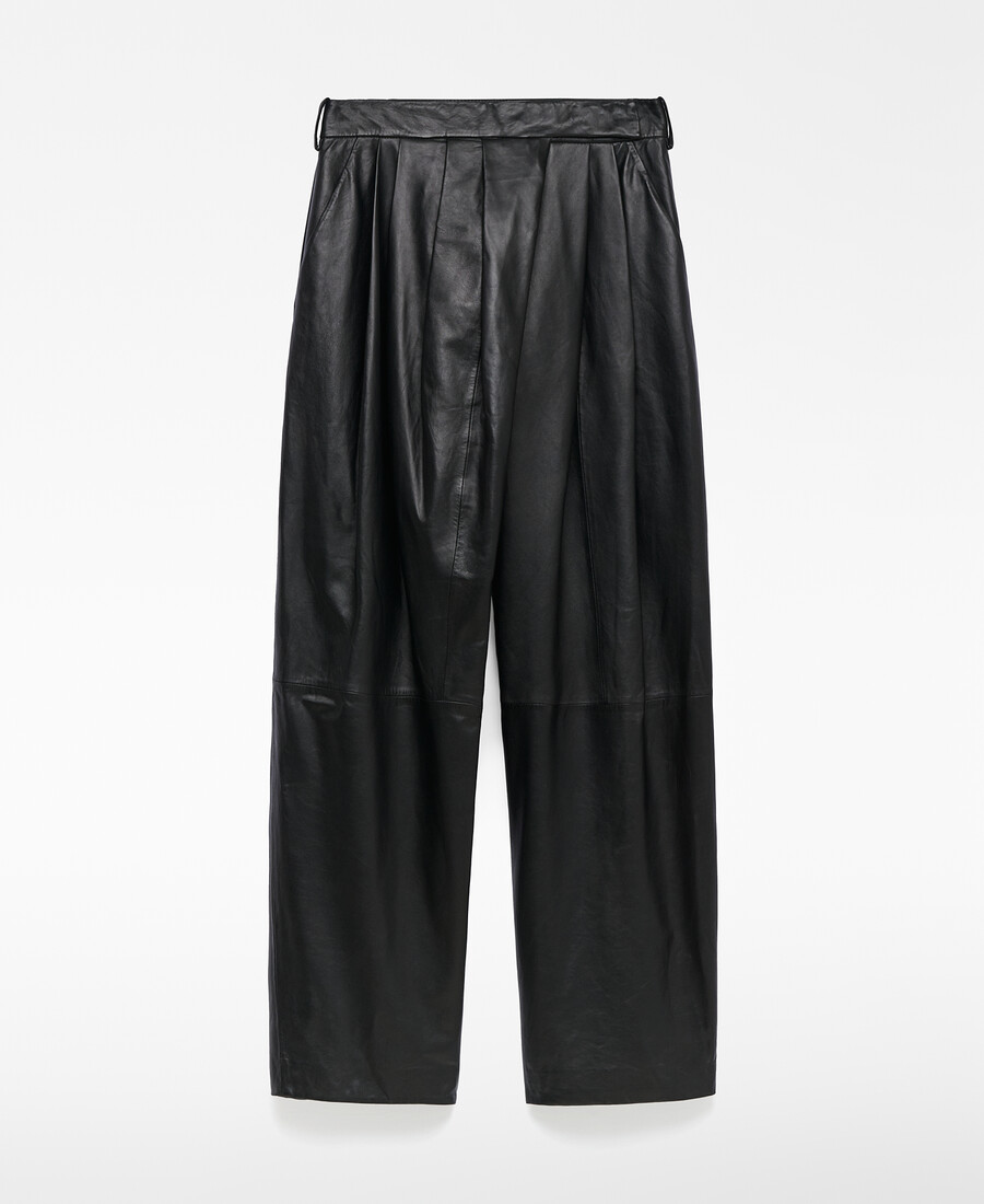 pantalon plissé en cuir femme