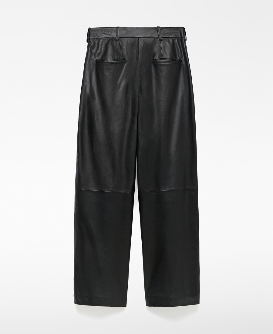 pantalon plissé en cuir femme