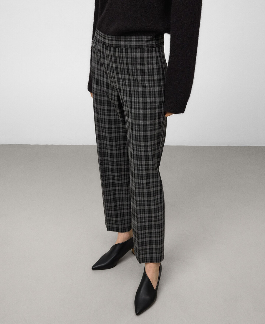 pantalon à carreaux coupe slim pour femme