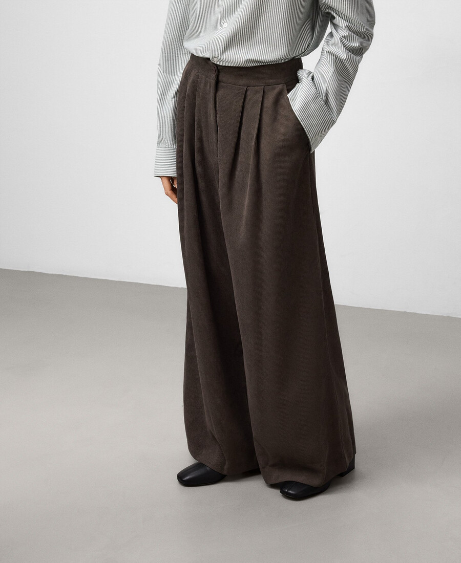 pantalon large en velours côtelé pour femme