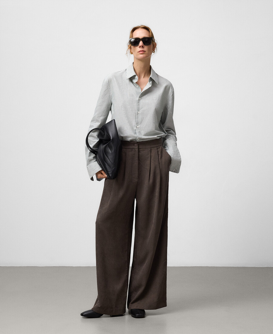 pantalon large en velours côtelé pour femme