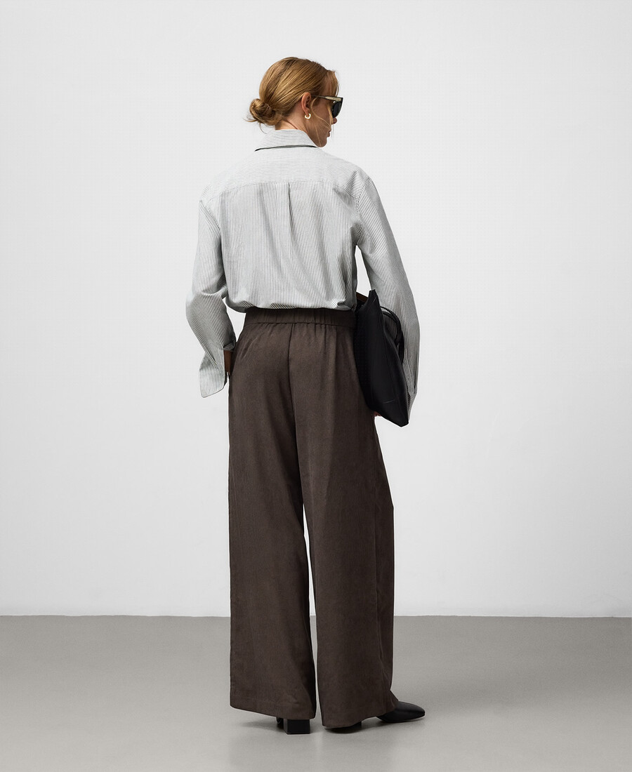 pantalon large en velours côtelé pour femme