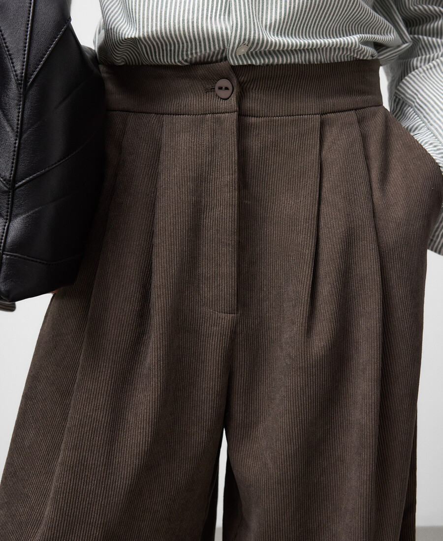 pantalon large en velours côtelé pour femme