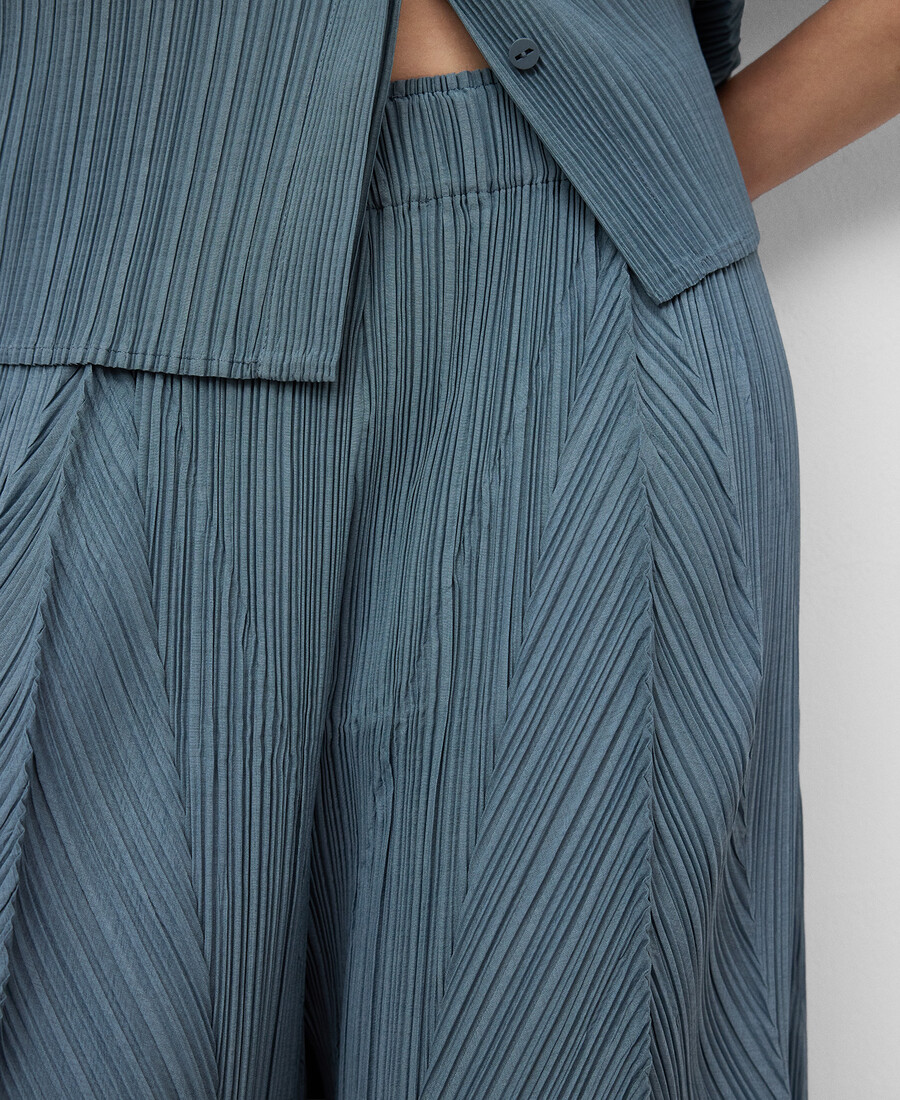 pantalon palazzo bleu froissé pour femme