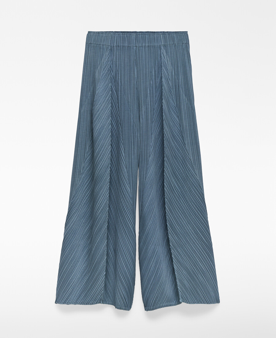 pantalon palazzo bleu froissé pour femme