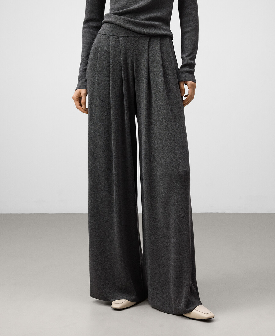 pantalon large en maille métallisée pour femme