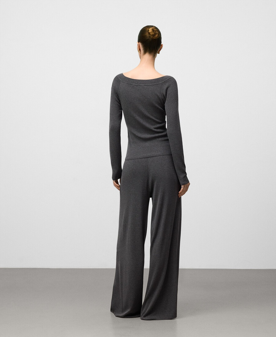 pantalon large en maille métallisée pour femme