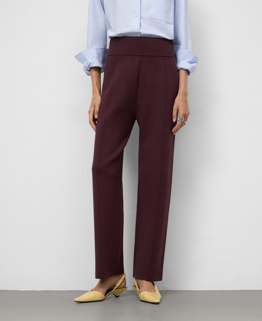pantalon droit tricoté femme