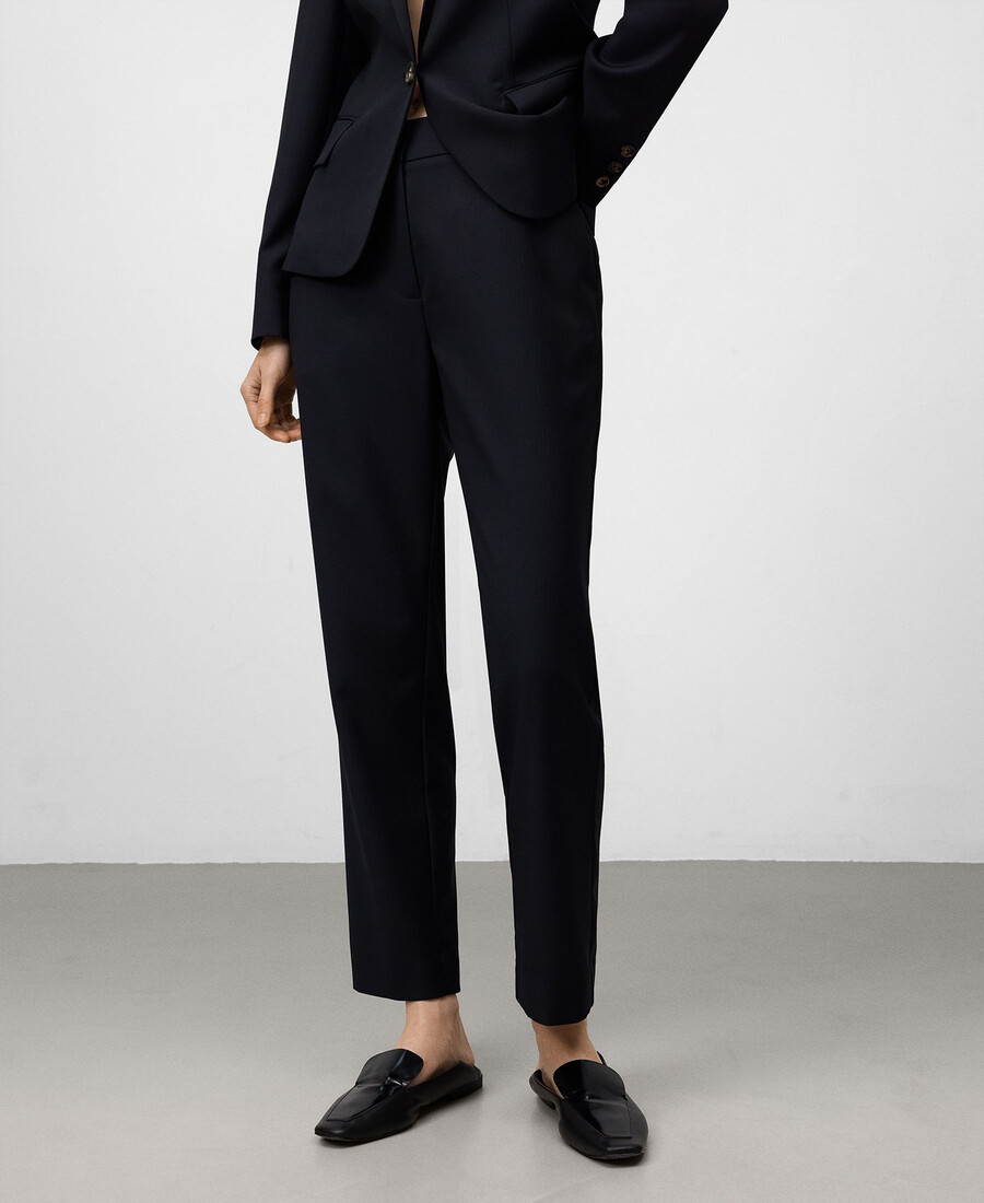 pantalon bleu marine longueur cheville femme