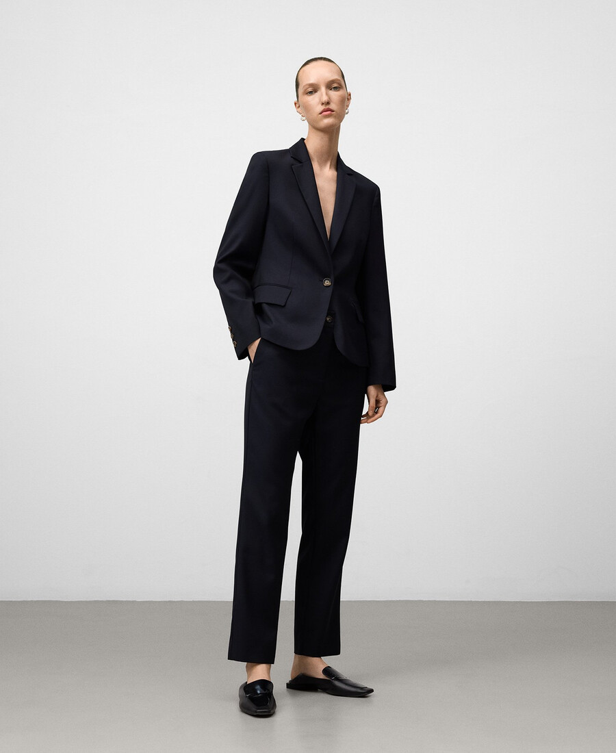 pantalon bleu marine longueur cheville femme