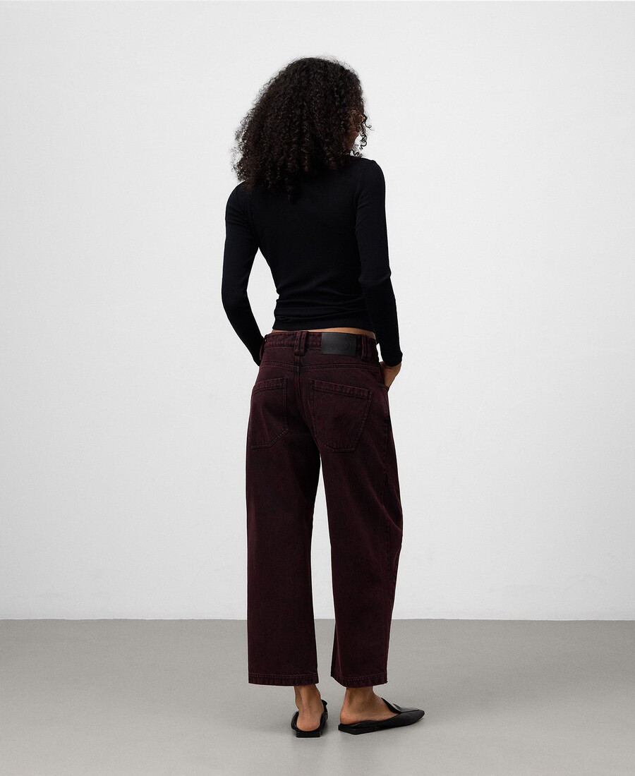 pantalon en denim délavé longueur cheville pour femme