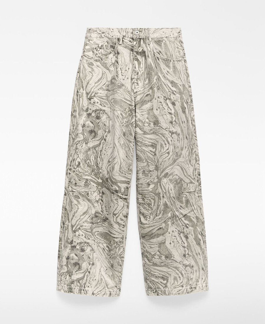 pantalon large imprimé en denim pour femme