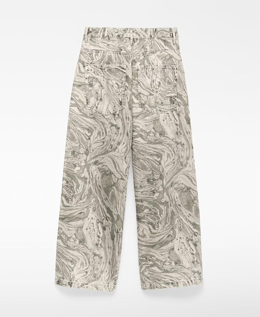 pantalon large imprimé en denim pour femme