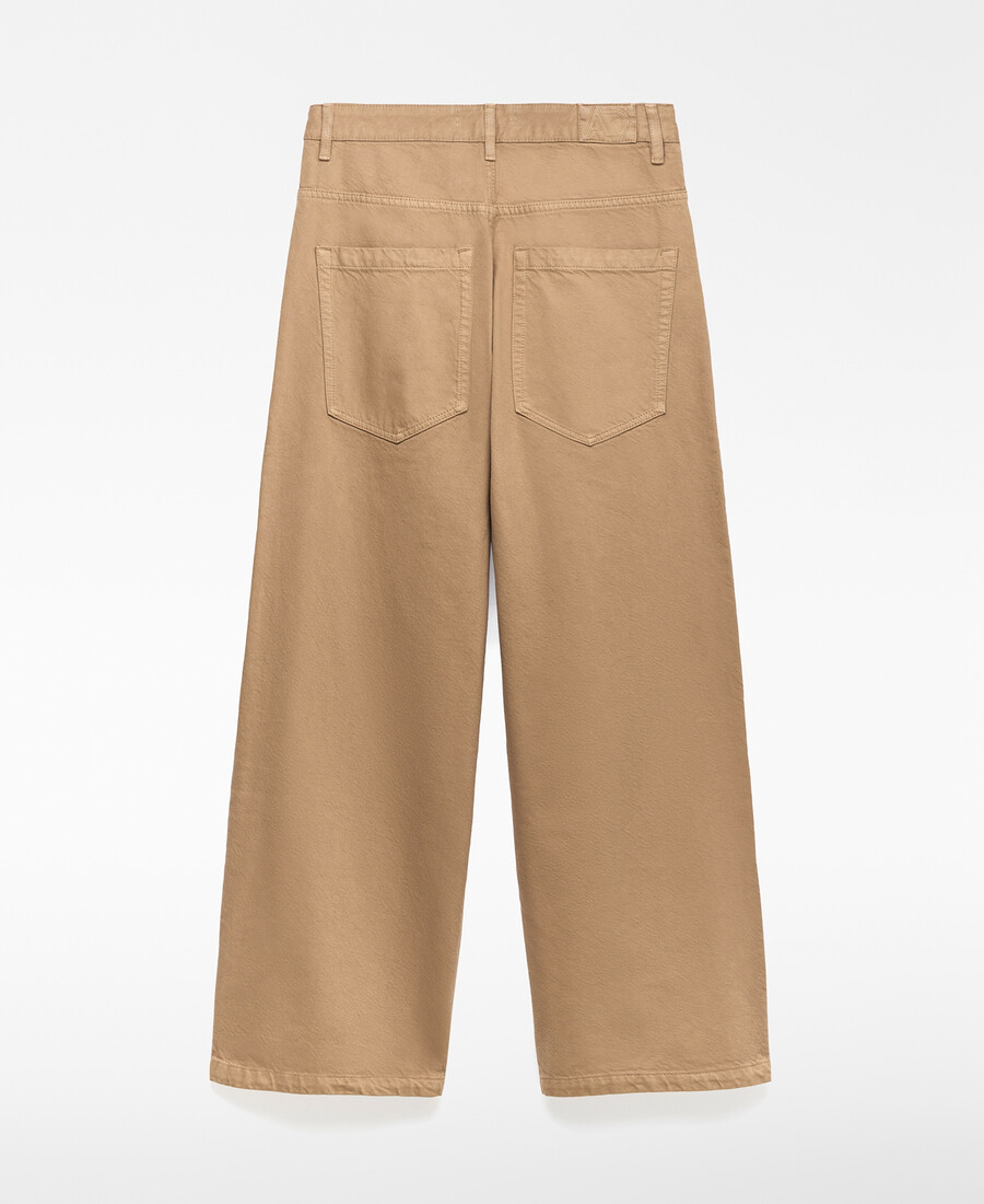 pantalon en denim camel coupe tonneau femme