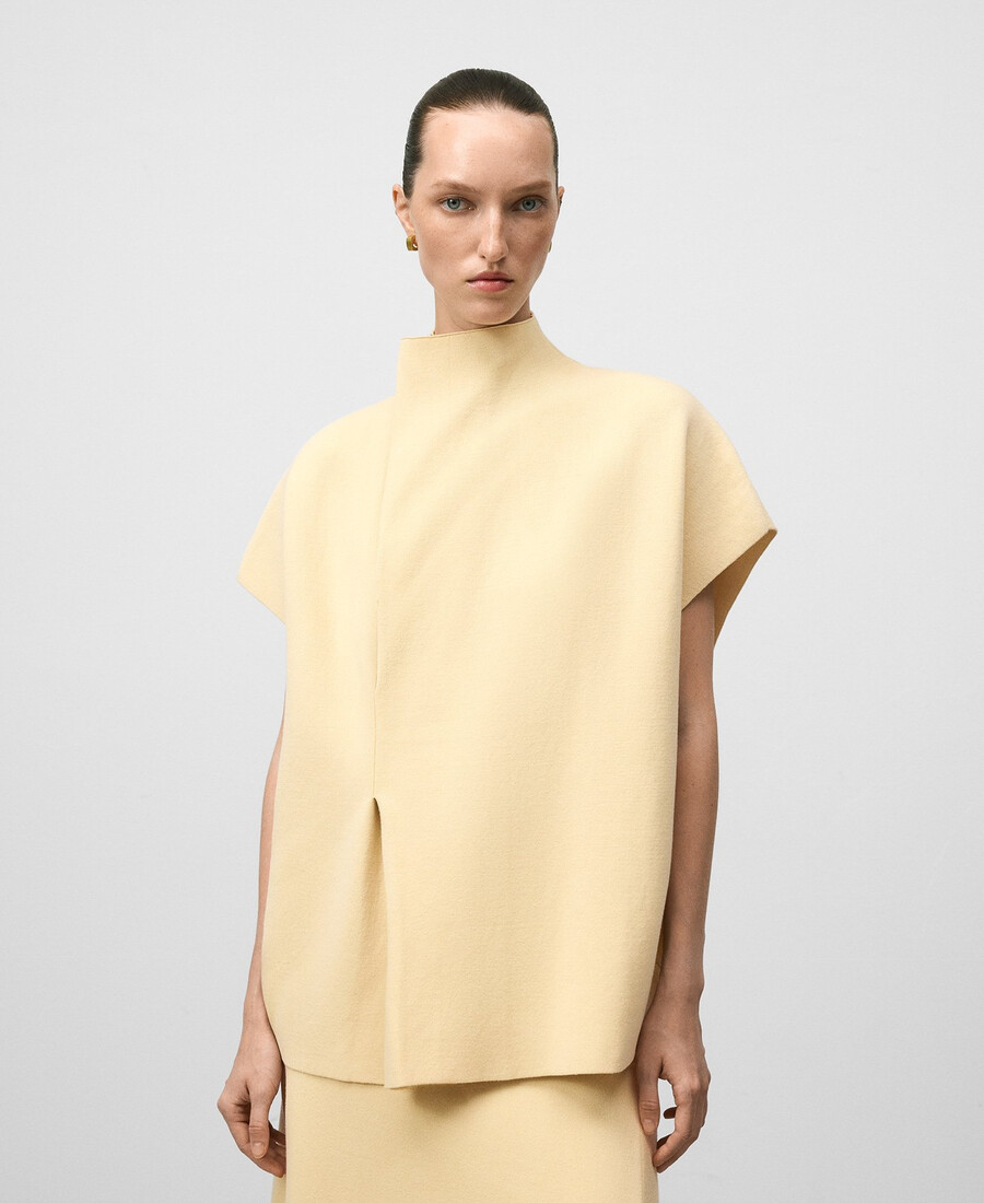 gilet en maille avec pli sur le devant pour femme