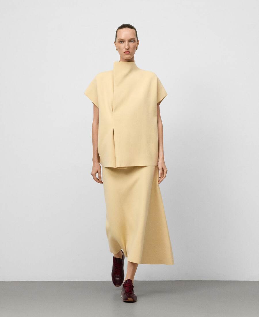 gilet en maille avec pli sur le devant pour femme