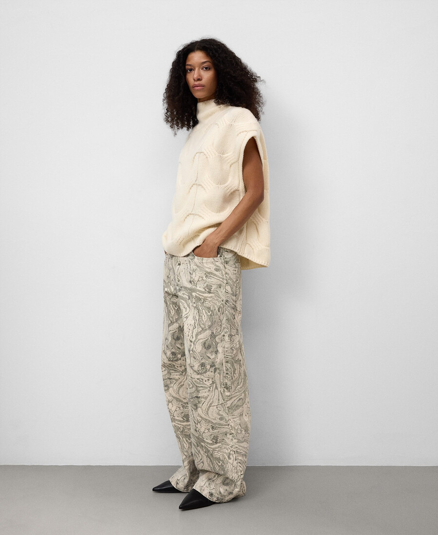 gilet en laine à torsades pour femme