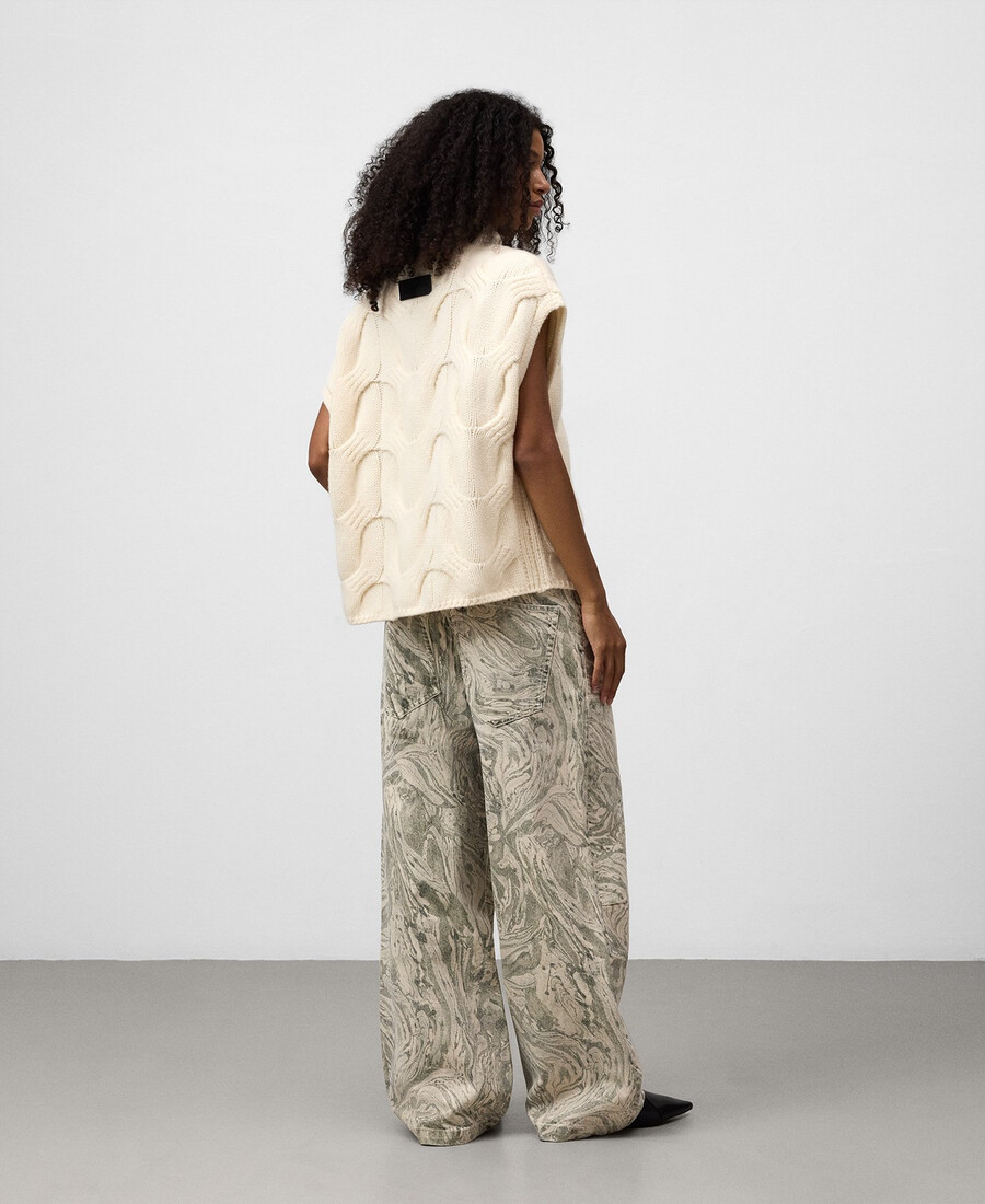 gilet en laine à torsades pour femme