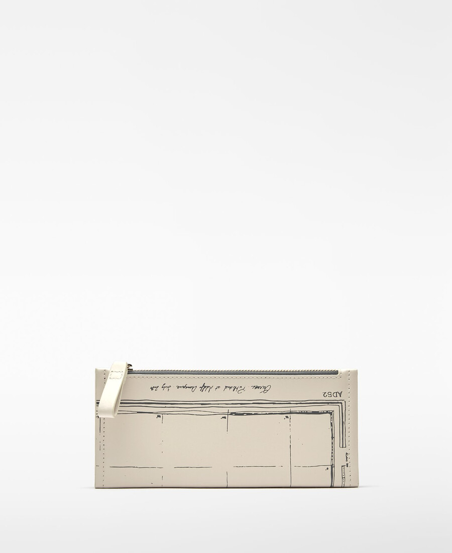 portefeuille femme en cuir imprimé carte