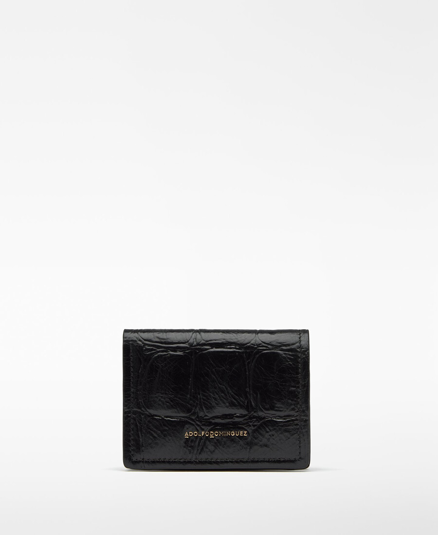 portefeuille femme en mica à motif crocodile