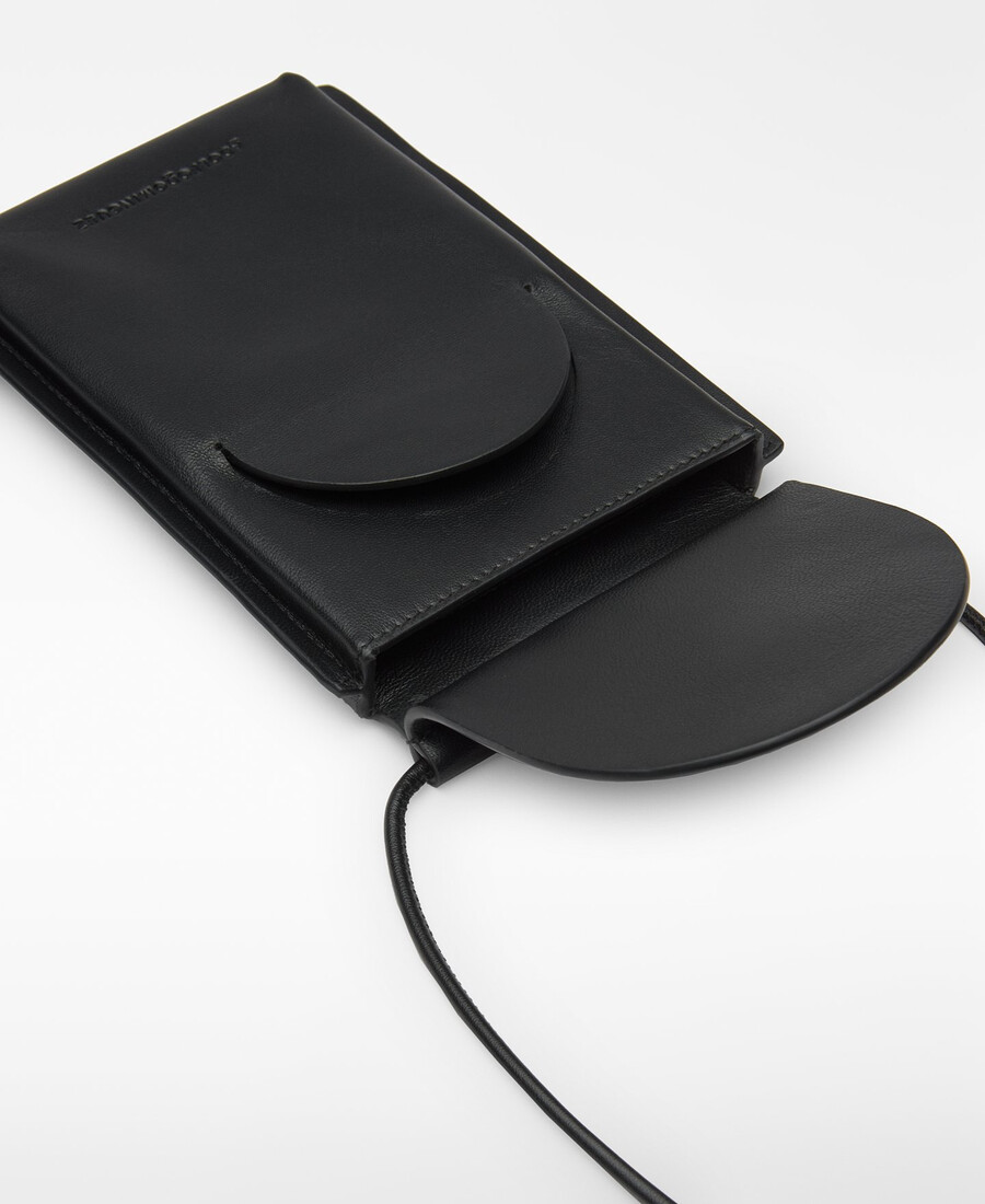 Étui de téléphone homme en cuir à rabats incurvés