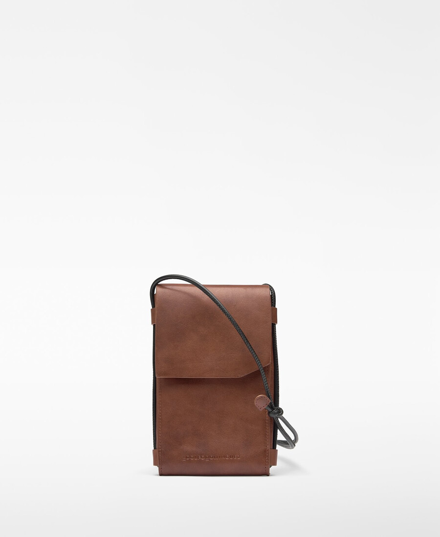 support de téléphone portable en cuir pour homme