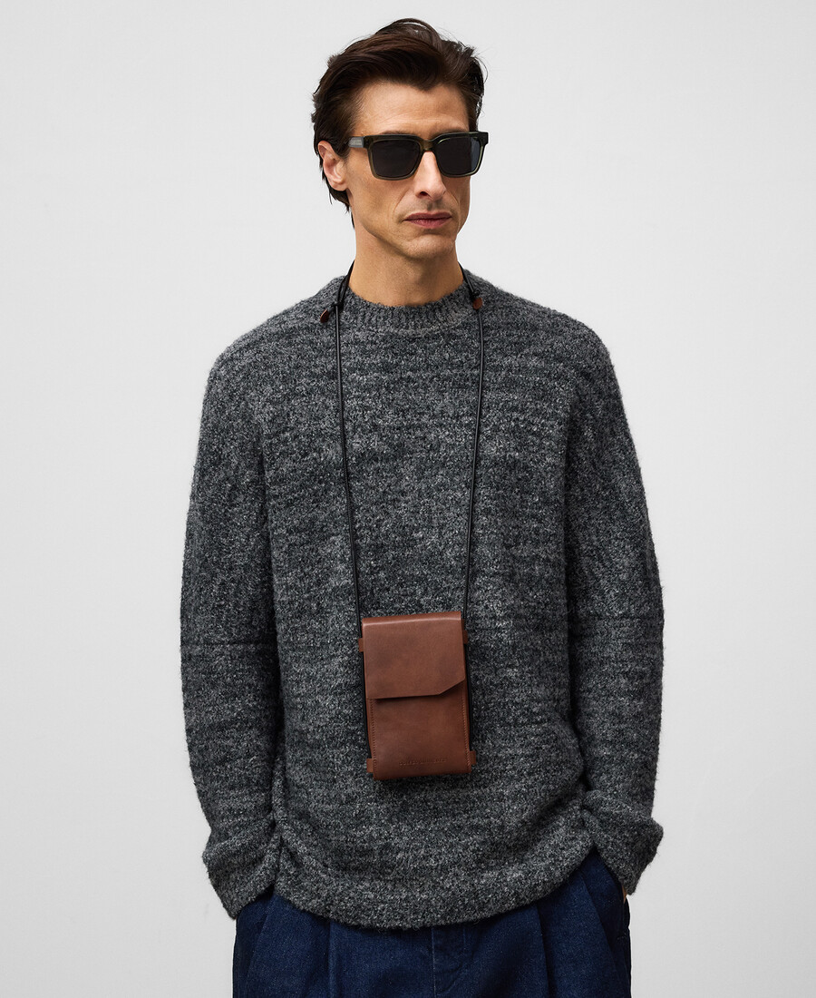 support de téléphone portable en cuir pour homme