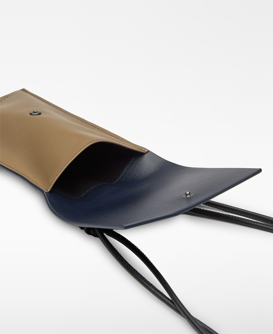 support de téléphone portable en cuir bicolore pour homme