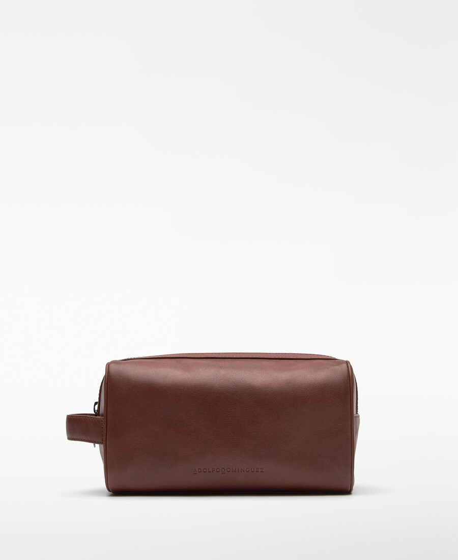 trousse de toilette rectangulaire en cuir pour homme