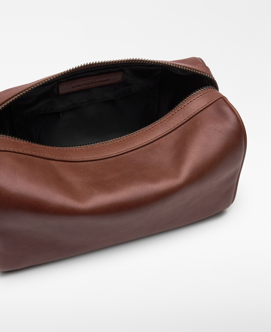 trousse de toilette rectangulaire en cuir pour homme