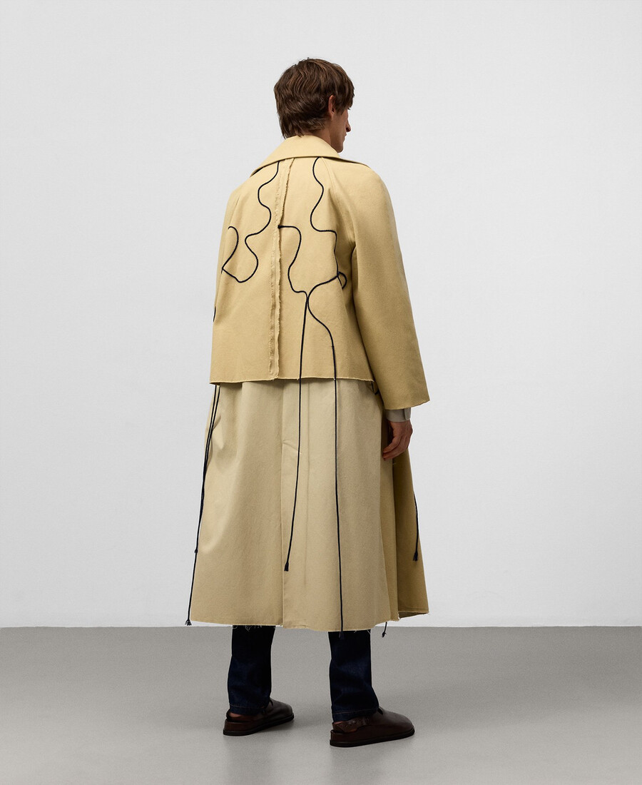 trench en tissu mixte avec cordon de serrage pour homme
