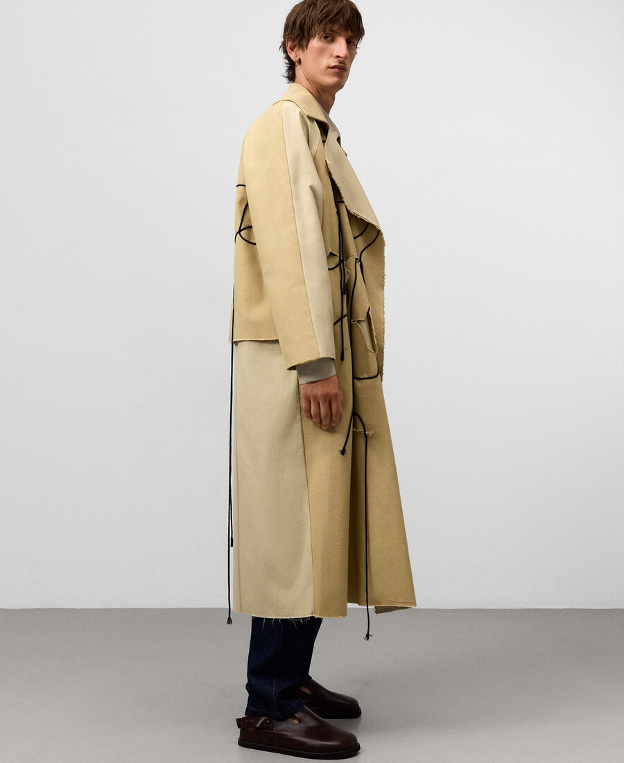 trench en tissu mixte avec cordon de serrage pour homme