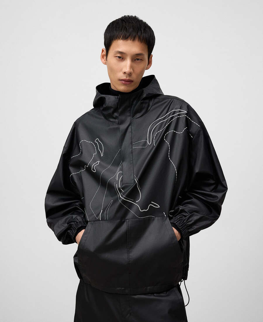 veste à capuche brodée homme