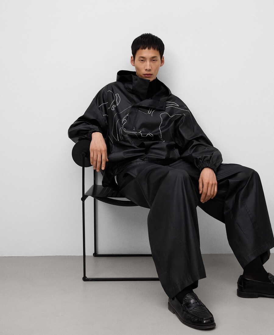 veste à capuche brodée homme