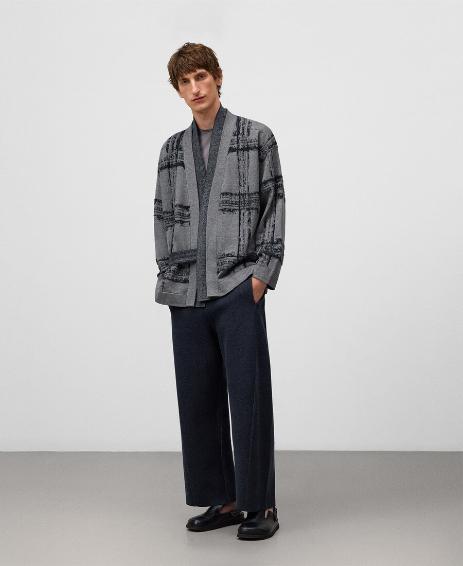 veste kimono homme en maille jacquard