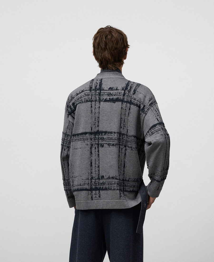 veste kimono homme en maille jacquard