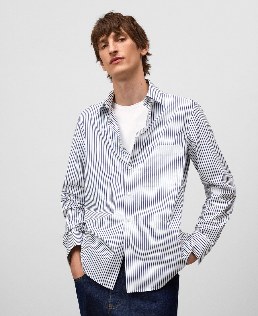 chemise rayée coupe classique avec poche homme