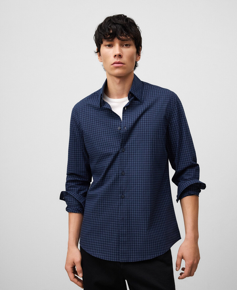chemise à carreaux bleus coupe classique homme