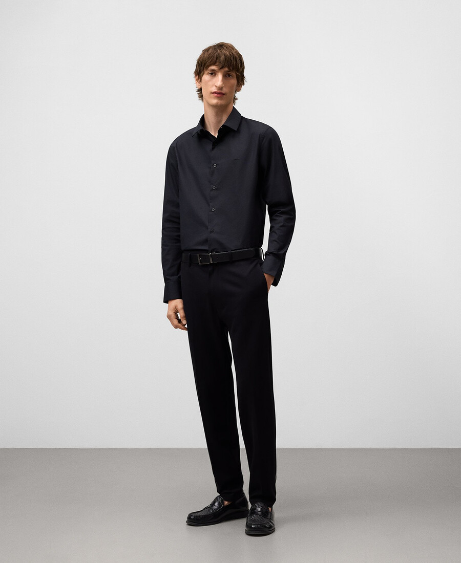 chemise homme à col italien coupe ajustée