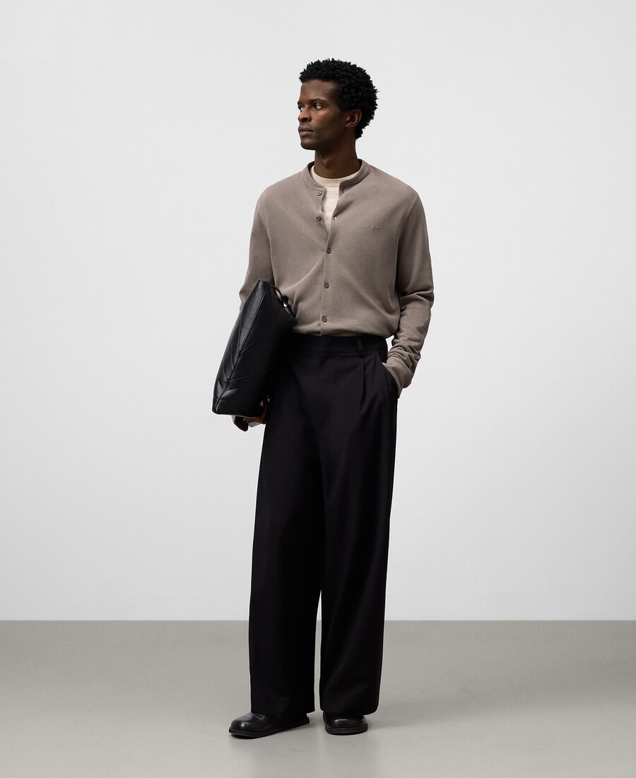 chemise à col mandarin en maille piqué pour homme